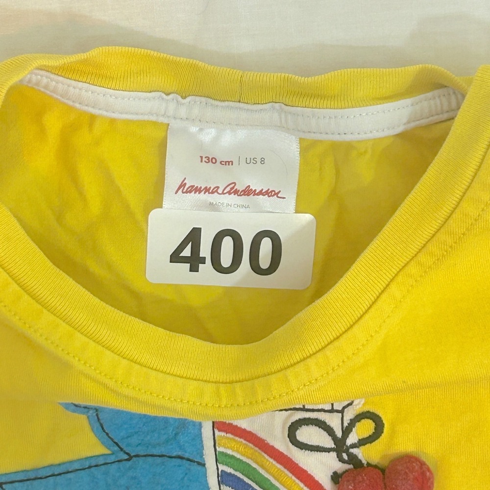 Hanna Andersson Shirt Roller Skate Graphic Tee Short Sleeve Yellow Size 130 - Picture 3 of 3